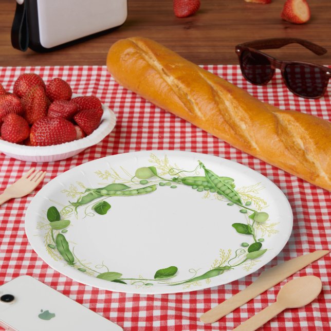 Grüne Erbsen Papierplatte Pappteller (Picknick)