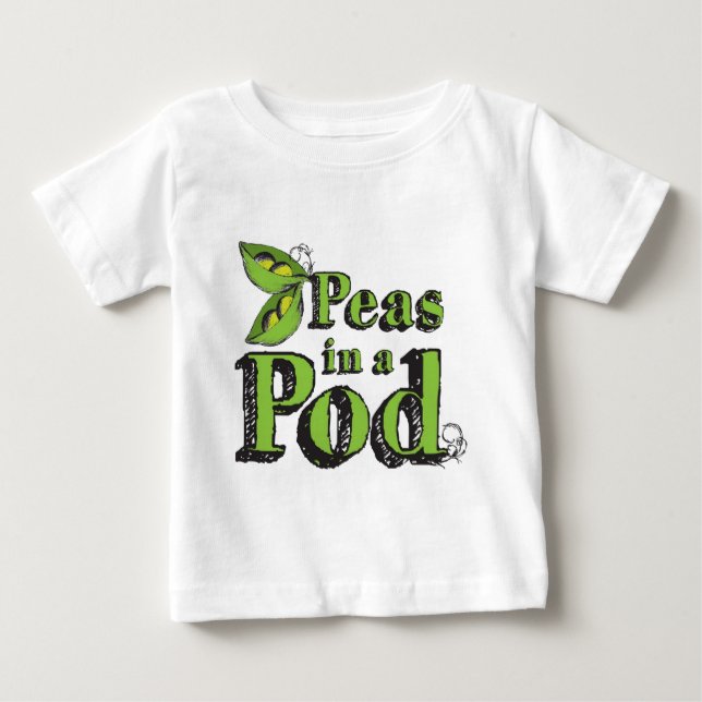 Grüne Erbsen Zeichnend Gemüse Art 2 Erbsen in eine Baby T-shirt (Vorderseite)