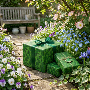 Grüne Erdbeere Verlasst Wrapping Paper Geschenkpapier