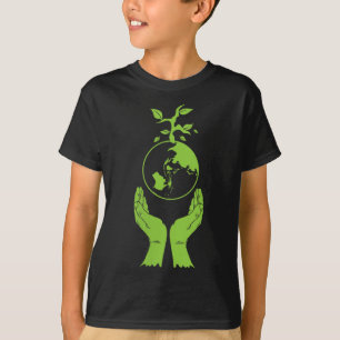 Grüne Erde des Umweltschutzes für Frauen V T-Shirt
