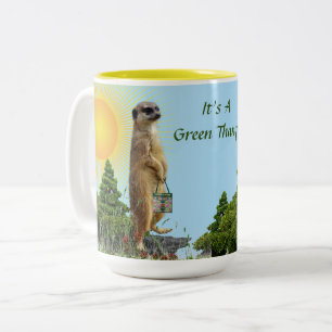 'Grüne Erde' Erdmännchen-Tier Zweifarbige Tasse