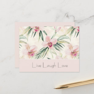 Grüne Errötende Rosa Orchideen Blumen Liebe Postkarte
