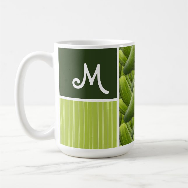 Grüne Essiggurken; Essiggurken-Muster Kaffeetasse (Links)