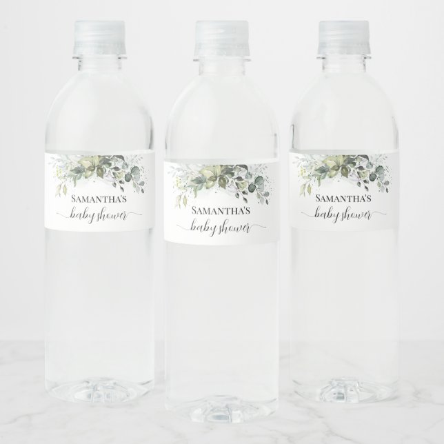 Grüne Eucalyptus Baby Dusche Wasser Flasche Etiket (Flaschen)