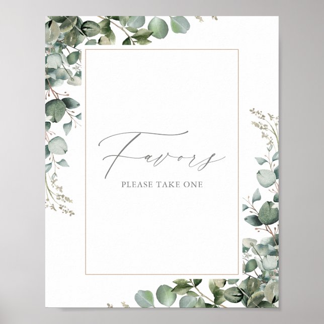 Grüne Eucalyptus Baby Duwer Favors Zeichen Poster (Vorne)