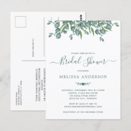 Grüne Eucalyptus Sage Bridal Dusche Einladung Postkarte