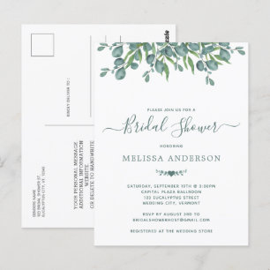 Grüne Eucalyptus Sage Bridal Dusche Einladung Postkarte