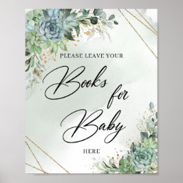 Grüne eucalyptus succulents gold Books for Baby Poster