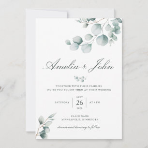 Grüne Eucalyptus Wedding Einladung