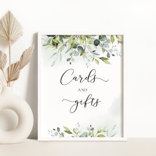 Grüne Eukalyptus Aquarellkarten und Geschenke Poster