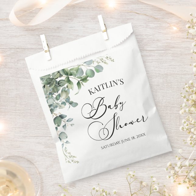 Grüne Eukalyptus-Blätter Botanische Babydusche Geschenktütchen (Ausgeschnitten)