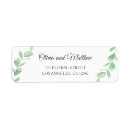 Grüne Eukalyptus-Blätter. Einfache Hochzeitsadress