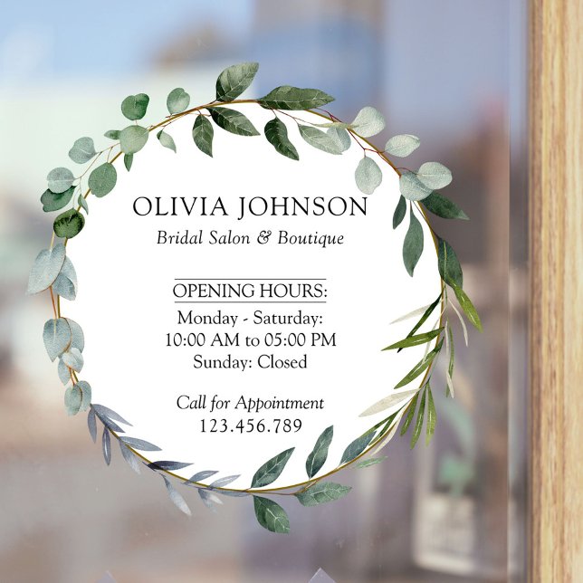 Grüne Eukalyptus-Blätter für Wasserfarben, Öffnung Fensteraufkleber (In situ)