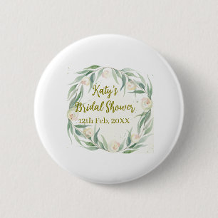 Grüne Eukalyptus-Blumen-Brautparty-Name Datum los Button
