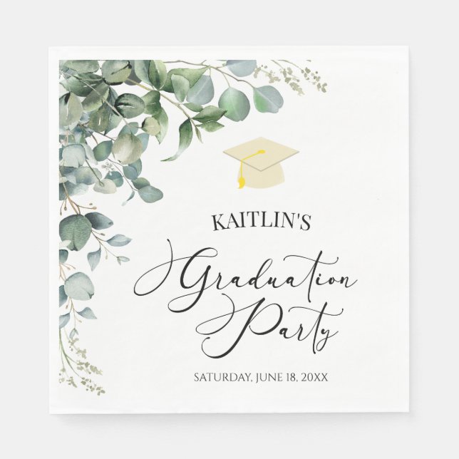 Grüne Eukalyptus-Botanische Graduierungspartei Serviette (Vorderseite)