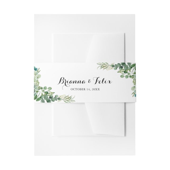 Grüne Eukalyptus Botanische Hochzeitseinladung Einladungsbanderole (Vorderseite Beispiel)