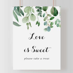 Grüne Eukalyptus Botanische Liebe ist süßes Zeiche Poster
