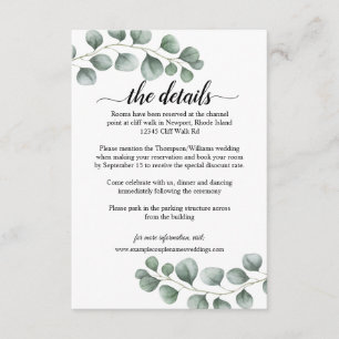 Grüne Eukalyptus Calligraphy Wedding Details Begleitkarte