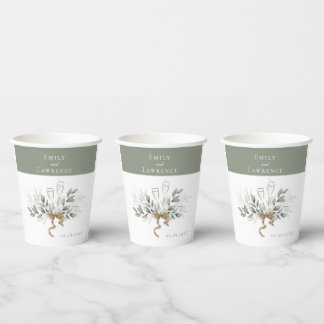 Grüne Eukalyptus Champagner Hochzeitspapiere Cups Pappbecher
