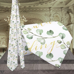 Grüne Eukalyptus & Extravagante Goldhochzeit Krawatte