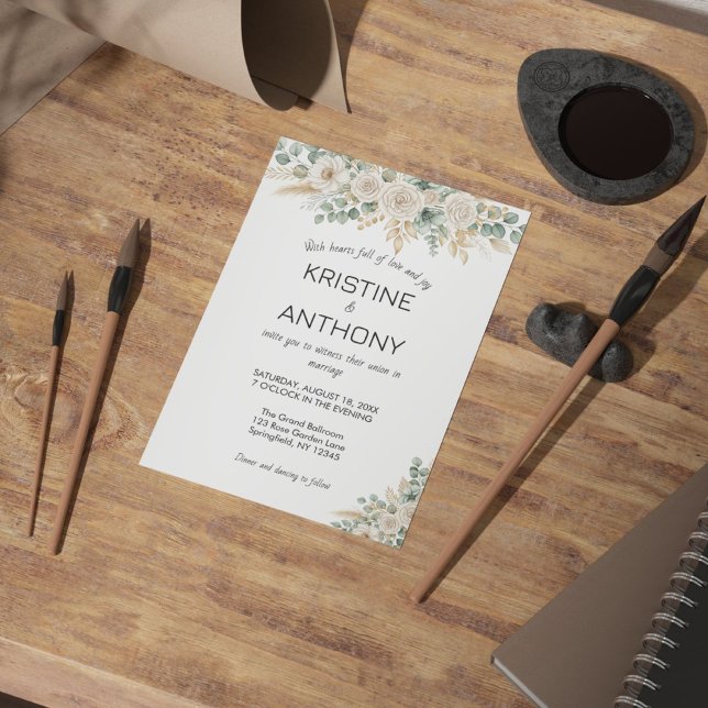 Grüne Eukalyptus Floral Wedding Einladung (Sage Green Eucalyptus Floral Wedding Invitation)