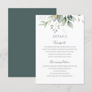 Grüne Eukalyptus-Goldblätter Elegante Hochzeit Begleitkarte