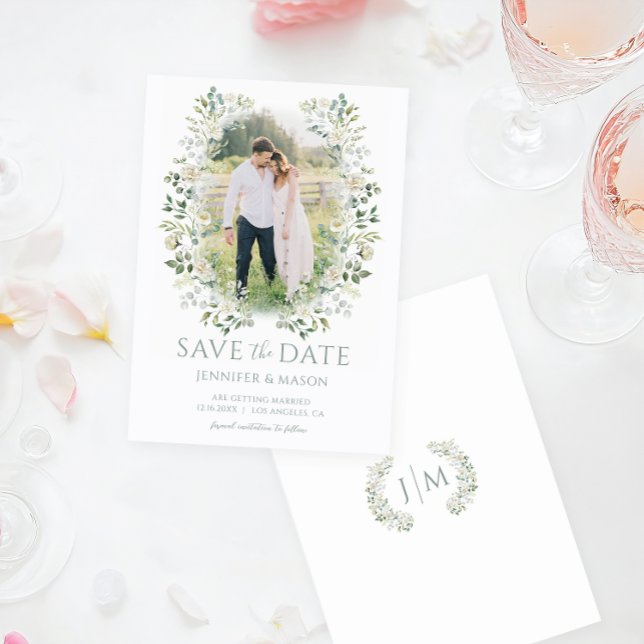 Grüne Eukalyptus Grünpflanzen Save the Date Foto Einladung (Von Creator hochgeladen)