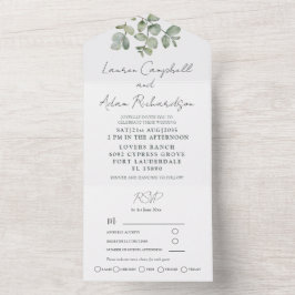 Grüne Eukalyptus-Hochzeit All In One Einladung