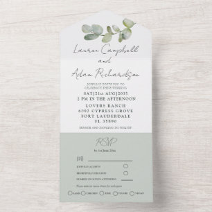 Grüne Eukalyptus-Hochzeit All In One Einladung