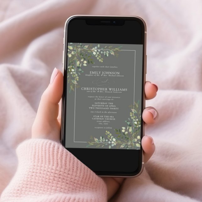 Grüne Eukalyptus-Hochzeit Einladung (Von Creator hochgeladen)