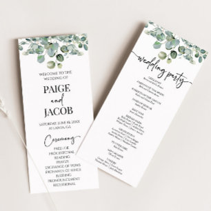 Grüne Eukalyptus-Hochzeit Programm