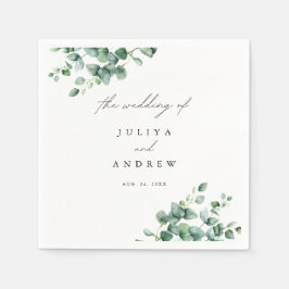 Grüne Eukalyptus-Hochzeit Serviette