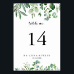 Grüne Eukalyptus-Hochzeit Tischnummer<br><div class="desc">Diese grüne eukalyptus botanische kalligraphische Hochzeitsstiftung ist ideal für eine moderne Hochzeit. Das Design verfügt über handgemalte,  kunstvolle eukalyptus-grüne Blätter,  die zu feinen Bouquets zusammengesetzt sind,  um Ihre Veranstaltung zu verzieren. Das ist eine zweiseitige Tischnummer. Fügen Sie jede benötigte Tischnummer individuell in Ihren Warenkorb.</div>
