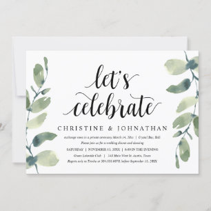 Grüne Eukalyptus, Hochzeitliches Elopement Party Einladung