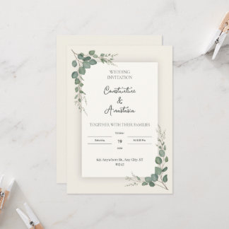 Grüne Eukalyptus-Hochzeitseinladung Einladung