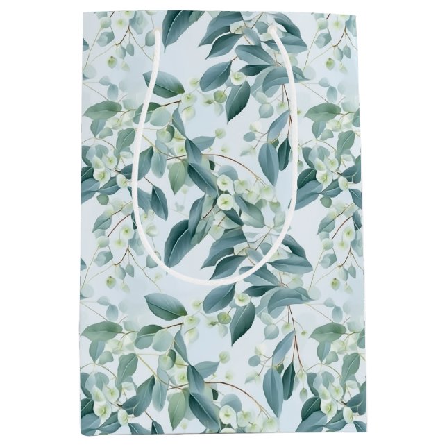 Grüne Eukalyptus im Weichtöner-Stil Mittlere Geschenktüte (Vorderseite)