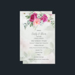 Grüne Eukalyptus magenta Blume<br><div class="desc">Greenery eucalyptus magenta peonies Rose Menü personalisierte Hochzeitsprogramm Vorlage.</div>