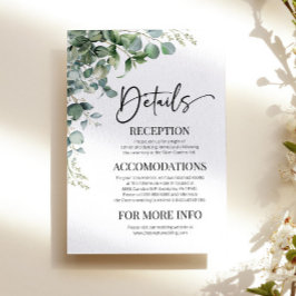 Grüne Eukalyptus Moderne Hochzeitdetails Begleitkarte