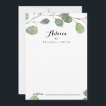 Grüne Eukalyptus Moderne Kalligraphie Hochzeit Hinweiskarte<br><div class="desc">Diese grüne eukalyptus moderne kalligraphische Trauungsberatungskarte ist perfekt für eine rustikale Hochzeit. Das Design umfasst handgezeichnet botanisch grüne Eukalyptuszweige und Blätter. Diese Karten sind ideal für Hochzeiten,  Brautparty,  Babydusche,  Graduiertenfest u.v.m. Personalisieren Sie die Karten mit den Namen der Braut und Bräutigam,  den Eltern,  die Sie werden oder Absolvent.</div>