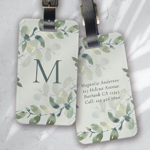 Grüne Eukalyptus Monogramm Gepäckanhänger