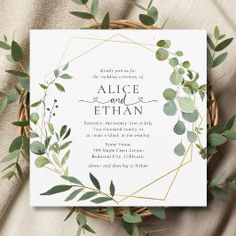 Grüne Eukalyptus-Script-Hochzeit Einladung