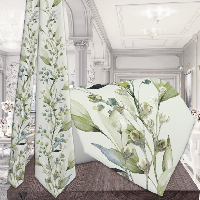 Grüne Eukalyptus Spray Vines Wedding Sage Green Krawatte (Von Creator hochgeladen)