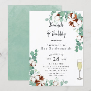 Grüne Eukalyptus- und Cotton-Bridesmaids Luncheon  Einladung