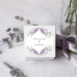 Grüne Eukalyptus Veilchen Lavendel Hochzeit Runder Aufkleber