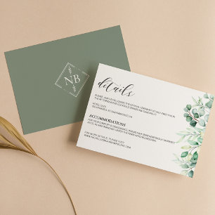 Grüne Eukalyptus Wasserfarben Details Elegante Begleitkarte