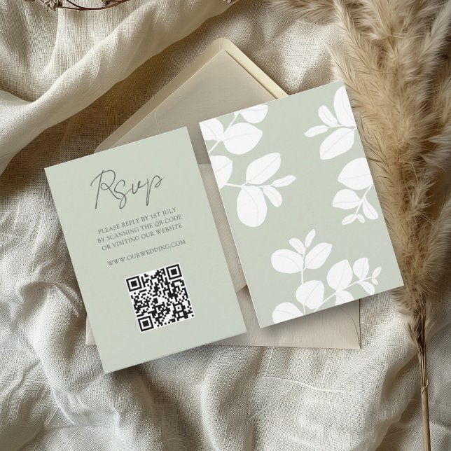 Grüne Eukalyptus Wedding RSVP Karte (Von Creator hochgeladen)