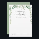Grüne Eukalyptus Wedding Well wünscht Ratschläge Hinweiskarte<br><div class="desc">Diese grüne Eukalyptus Hochzeit auch Wünsche Ratschlag Karte ist perfekt für eine moderne Hochzeit. Das Design ist mit Aquarellfarben handgezeichnet eleganten botanischen Eukalyptuszweigen und Blätter, die geometrische Rahmen schmücken. Diese Karten sind ideal für Hochzeiten, Brautparty, Babydusche, Graduiertenfest u.v.m. Personalisieren Sie die Karten mit den Namen der Braut und Bräutigam, den...</div>