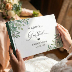 Grüne Eukalyptusblätter Hochzeit Gästebuch