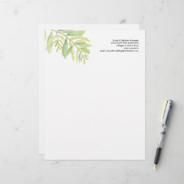 Grüne Eukalyptusfolien-Blume Aquarellkunst Briefbogen