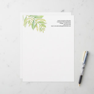 Grüne Eukalyptusfolien-Blume Aquarellkunst Briefbogen
